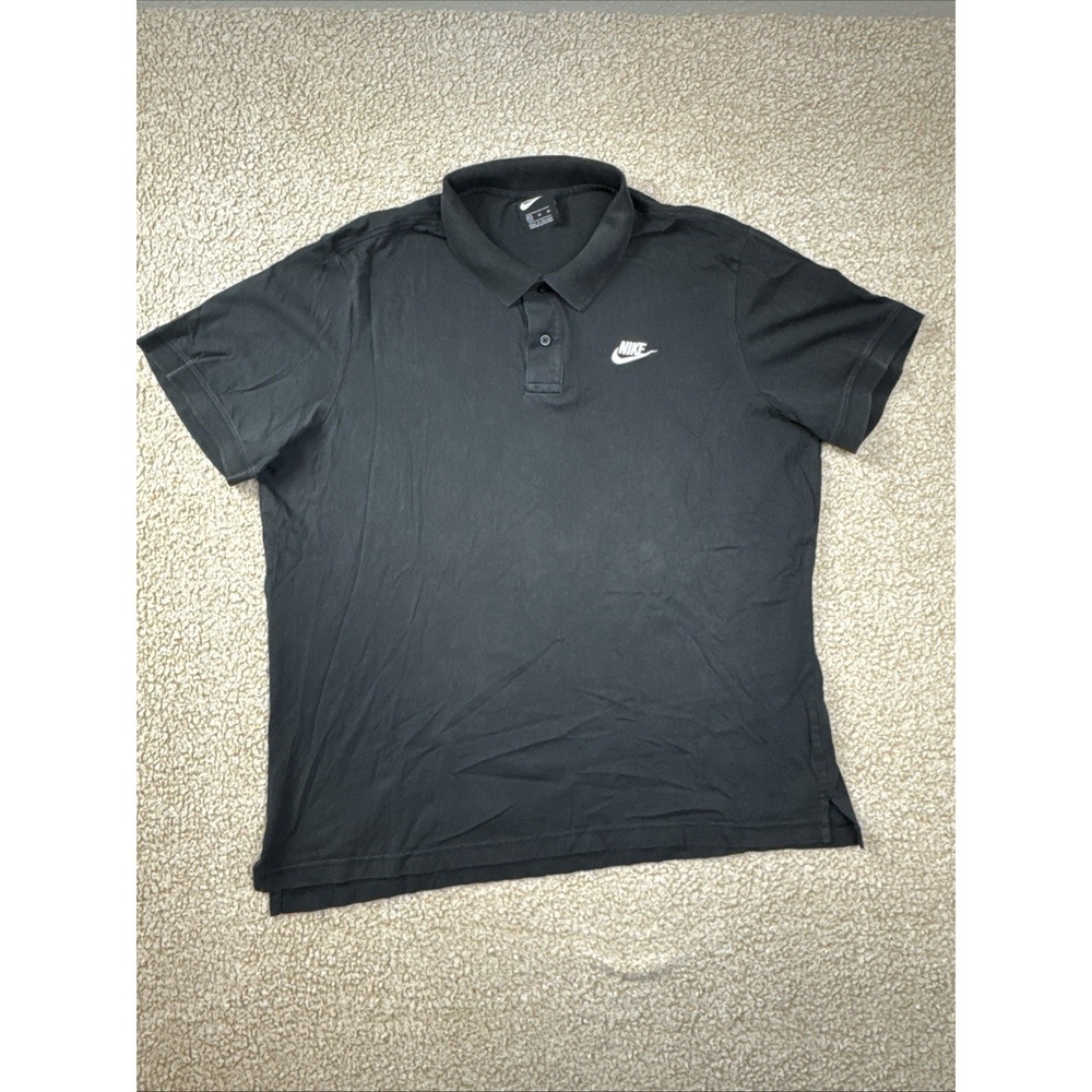 Nike Shirt Mens XL Black Golf Polo Embroidered Check Logo 100% CottonCJ4461-010